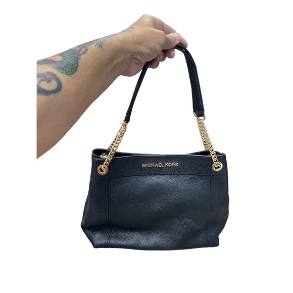 Michael Kors Handbags - Michael Kors womans Balck Jet Set Large Chain Gold leather Shoulder Tote Handbag